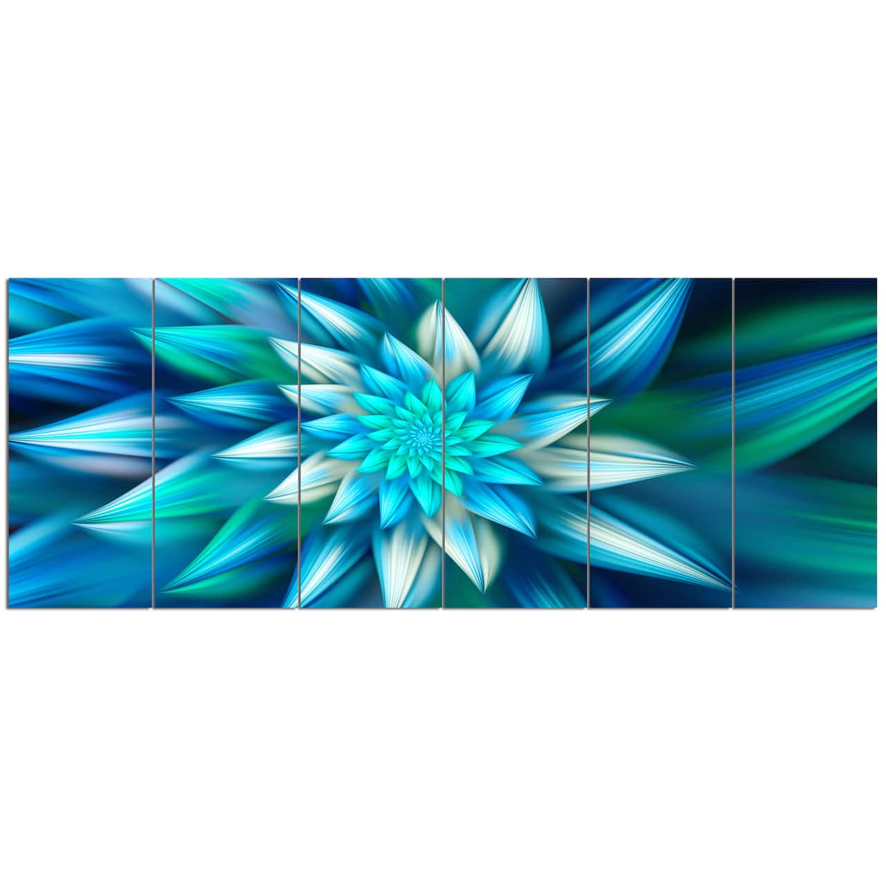 Designart - Huge Blue Fractal Flower - Floral Canvas Art Print